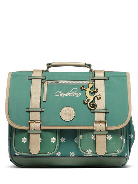 Boekentas 2 Compartimenten Cameleon Groen vintage fantasy PBVGCA38 ander zicht 7