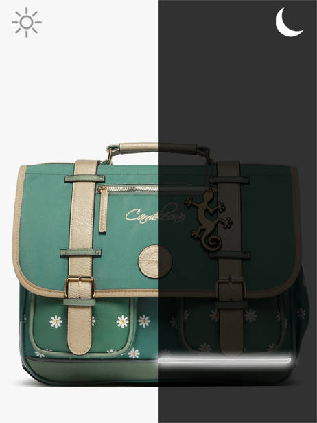 Boekentas 2 Compartimenten Cameleon Groen vintage fantasy PBVGCA38 ander zicht 8