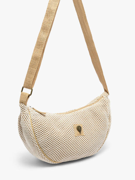 Cross Body Tas Resille Katoen Le voyage en panier Beige resille PM943 ander zicht 2