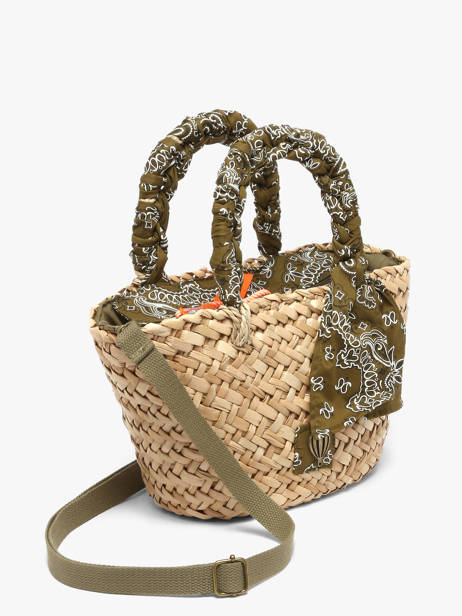 Handtas Bandana Stro Le voyage en panier Groen bandana PM968 ander zicht 2