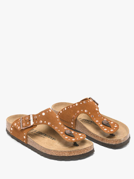 Slippers Uit Leder Birkenstock Bruin women 1031733 ander zicht 2