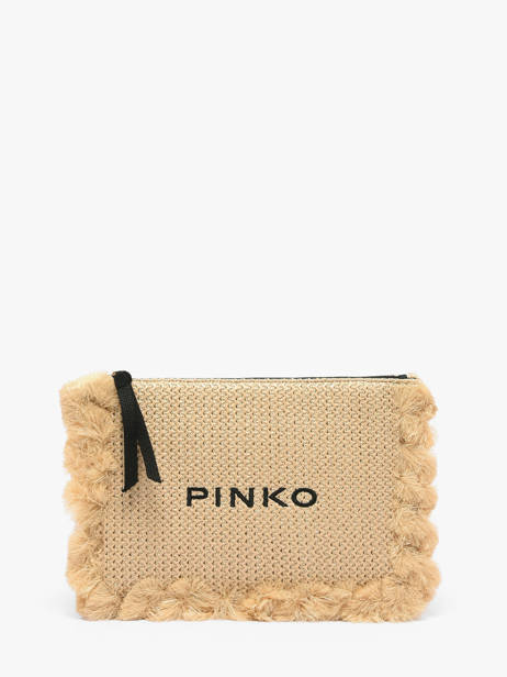Avondtasje Logo Raffia Pinko Beige logo shopper 6718A39Y