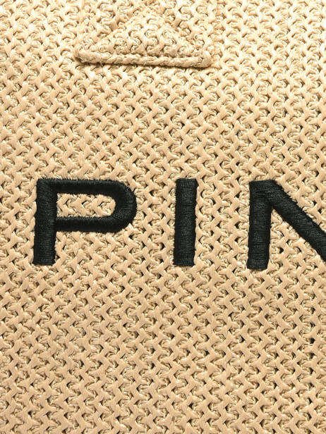 Handtas Logo Shopper Raphia Pinko Beige logo shopper 6673A39Y ander zicht 3