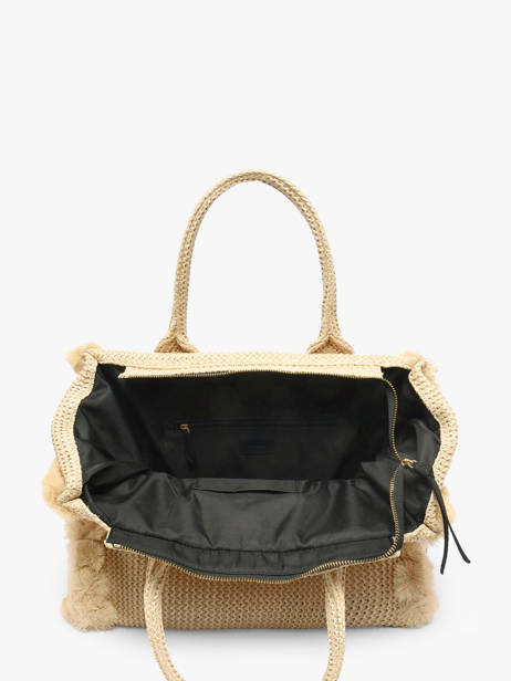 Handtas Logo Shopper Raphia Pinko Beige logo shopper 6673A39Y ander zicht 4