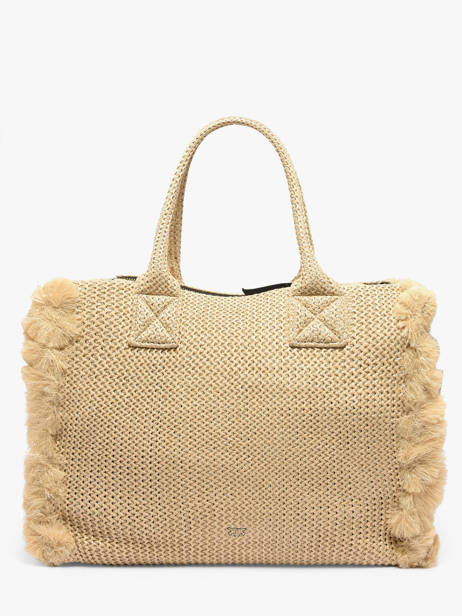 Handtas Logo Shopper Raphia Pinko Beige logo shopper 6673A39Y ander zicht 5