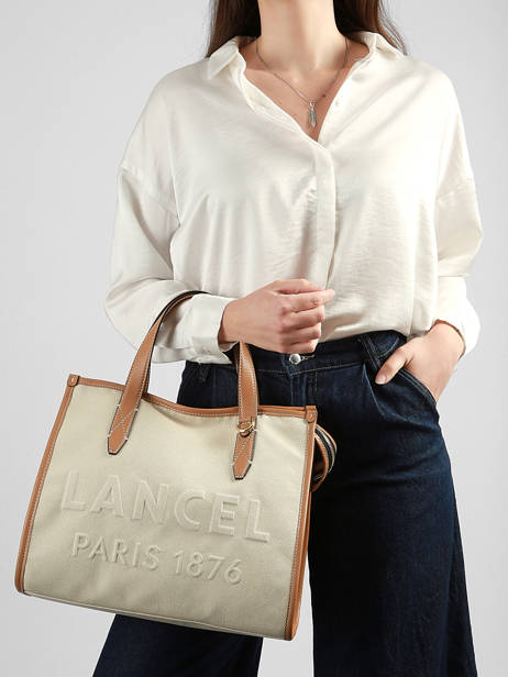 Handtas M Jour Met Rits Canvas En Leder Lancel Beige jour A14027 ander zicht 1