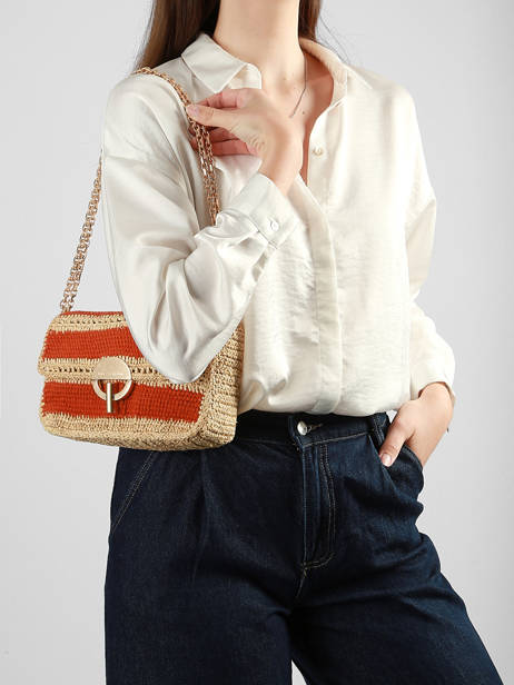 Cross Body Tas Moon Raphia Raphia Vanessa bruno Oranje moon raphia 23V40533 ander zicht 1