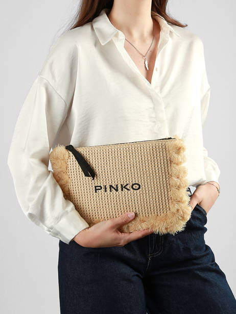 Avondtasje Logo Raffia Pinko Beige logo shopper 6718A39Y ander zicht 1