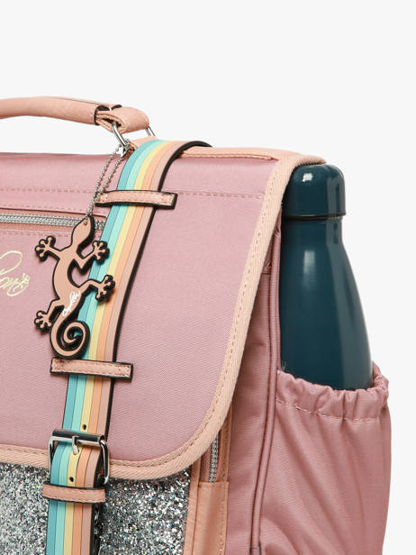 Boekentas Voor Kinderen 2 Compartimenten Vintage Fantasy Cameleon Roze vintage fantasy CA38 ander zicht 6