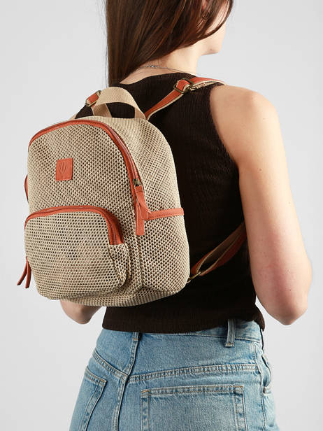 Rugzak Le voyage en panier Beige resille PM957 ander zicht 1