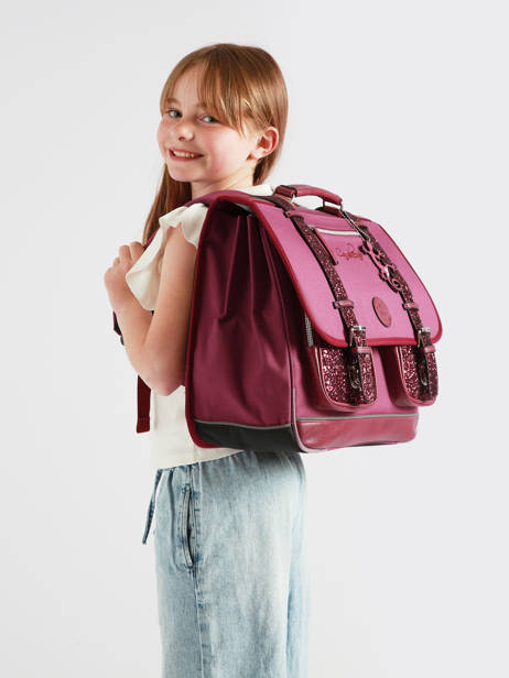 Boekentas Kinderen 3 Compartimenten Vintage Fantasy Cameleon Violet vintage fantasy CA41 ander zicht 1