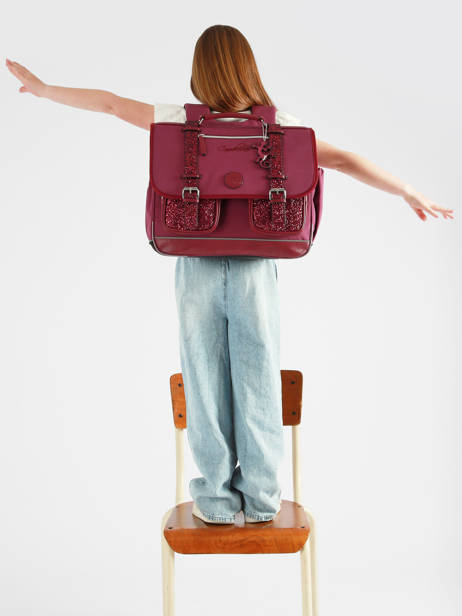 Boekentas Kinderen 3 Compartimenten Vintage Fantasy Cameleon Violet vintage fantasy CA41 ander zicht 2