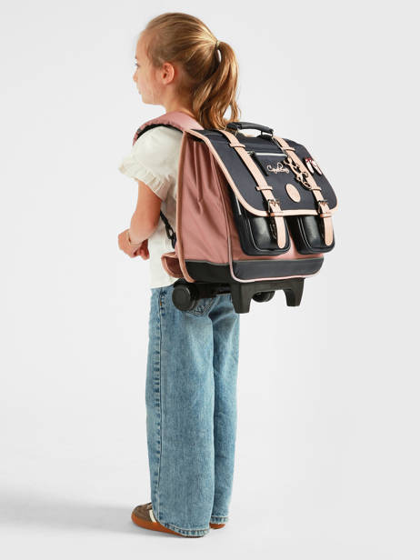 Boekentas Op Wieltjes Kinderen 2 Compartimenten Vintage Fantasy Cameleon Blauw vintage fantasy CR38 ander zicht 1