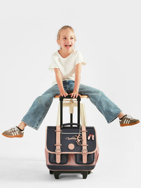 Boekentas Op Wieltjes Kinderen 2 Compartimenten Vintage Fantasy Cameleon Blauw vintage fantasy CR38 ander zicht 2