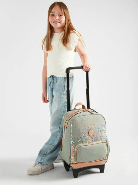 Rugzak Op Wieltjes 2 Compartimenten Vintage Fantasy Cameleon Groen vintage fantasy SR40 ander zicht 1