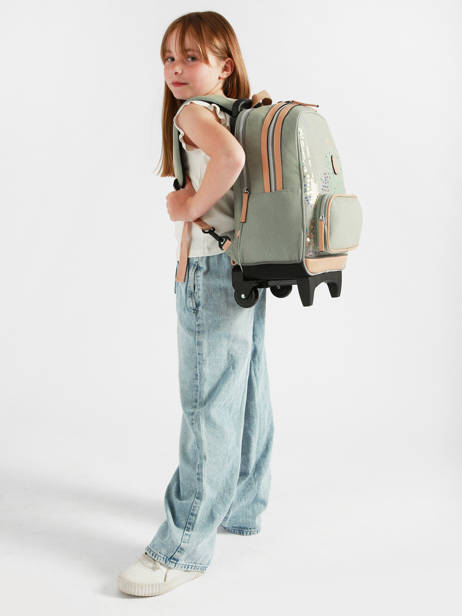 Rugzak Op Wieltjes 2 Compartimenten Vintage Fantasy Cameleon Groen vintage fantasy SR40 ander zicht 2