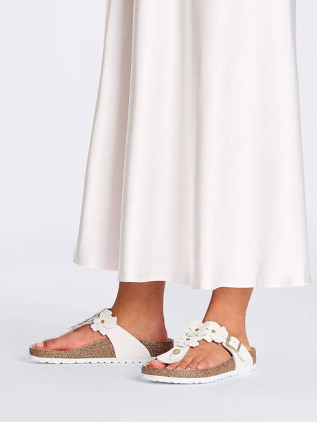 Slippers Gizeh Flower Uit Leder Birkenstock Wit women 1026735 ander zicht 1