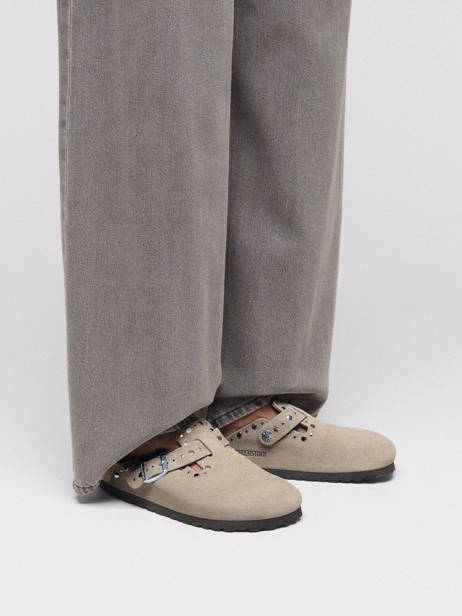 Slippers Boston Rivet Uit Leder Birkenstock Beige women 1030418 ander zicht 1