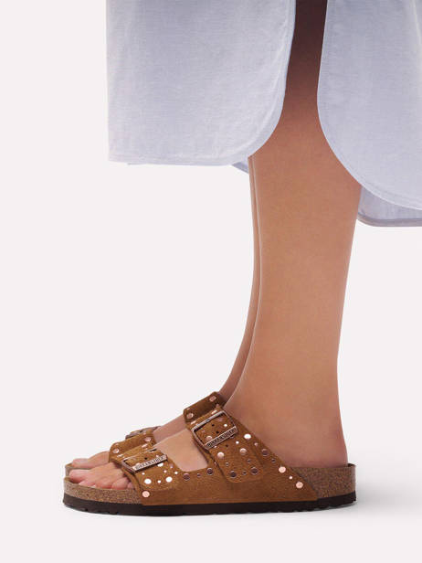 Slippers Arizona Rivet Uit Leder Birkenstock Bruin women 1031731 ander zicht 1