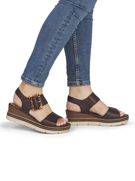 Sandalen Met Sleehak Uit Leder Remonte Bruin women 25 ander zicht 1