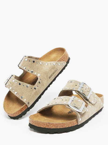 Slippers Arizona Rivet Uit Leder Birkenstock Beige women 1029390 ander zicht 2