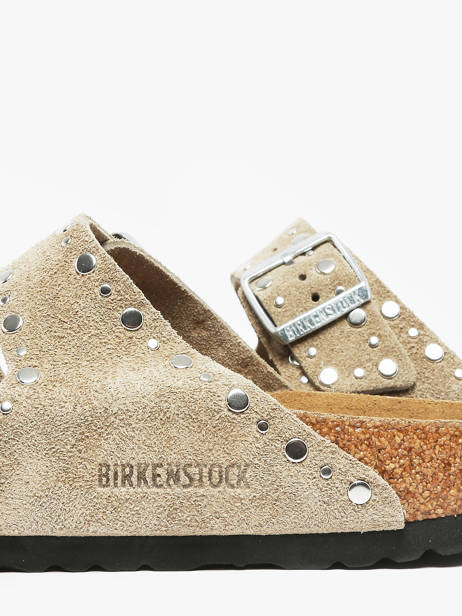 Slippers Arizona Rivet Uit Leder Birkenstock Beige women 1029390 ander zicht 3