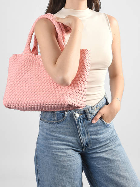 Handtas Tresse Nylon Knit & woven Roze tresse M2581 ander zicht 1