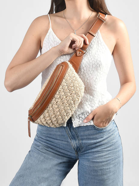 Belt Bag Leder En Raffia Paul marius Beige raphia BANANRAP ander zicht 1