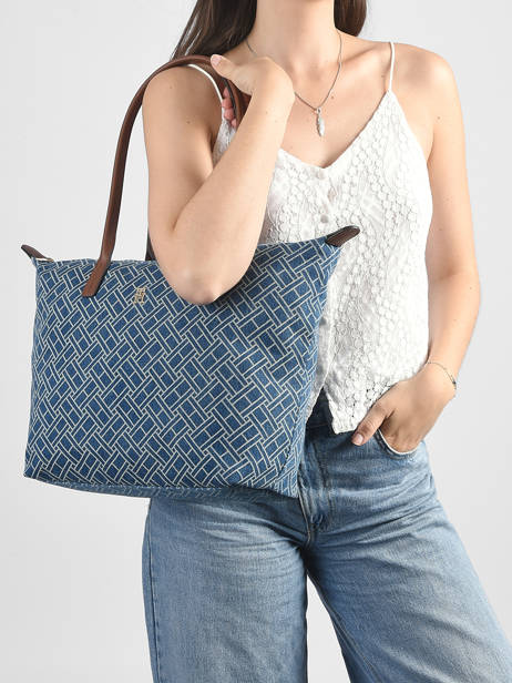 Schoudertas Popette Katoen Tommy hilfiger Blauw popette AW18613 ander zicht 1