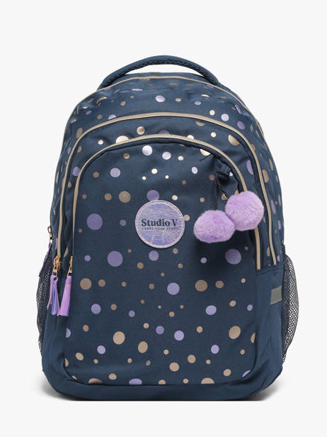Rugzak 2 Compartimenten Milky kiss Blauw dazzling dots 1454