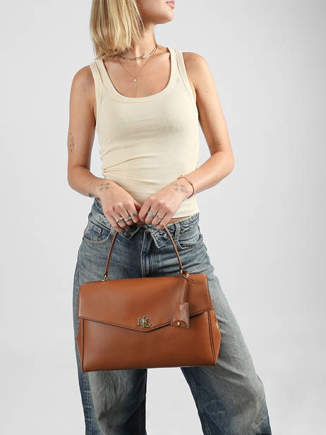 Handtas Farrah Leder Lauren ralph lauren Bruin farrah 31P11738 ander zicht 1